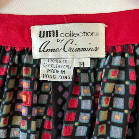 Vintage UMI Collections by Anne Crimmins Red Silk MIDI Skirt - Picture 4 of 8